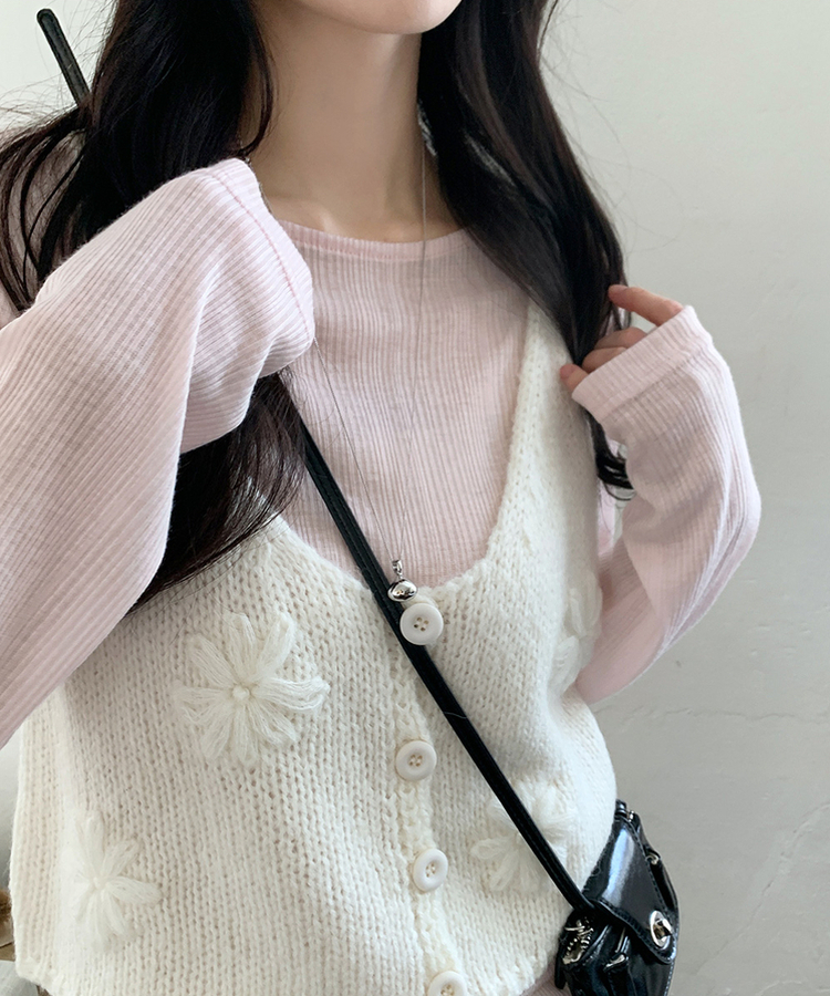 ウェーブ長袖Tシャツ(6color) SOFT PINK