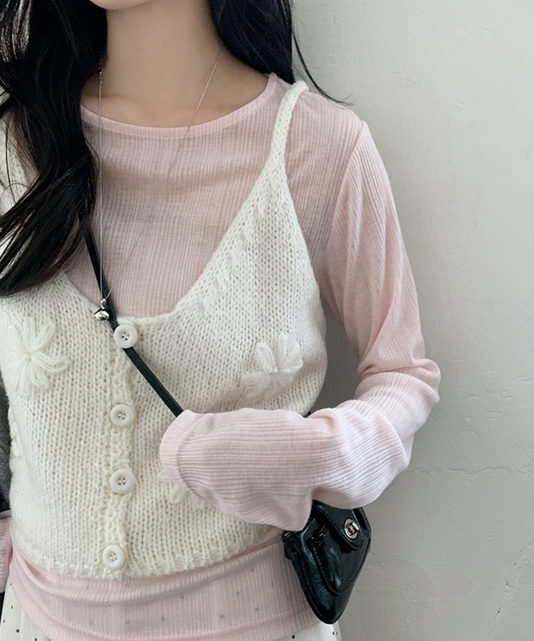 ウェーブ長袖Tシャツ(6color) SOFT PINK