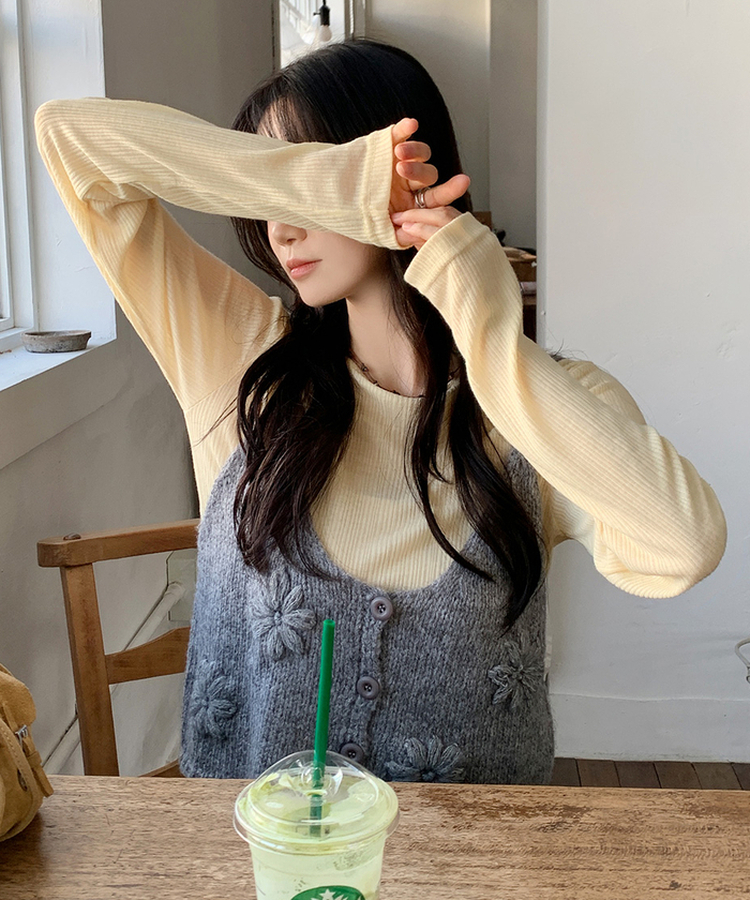 ウェーブ長袖Tシャツ(6color) Butter yellow