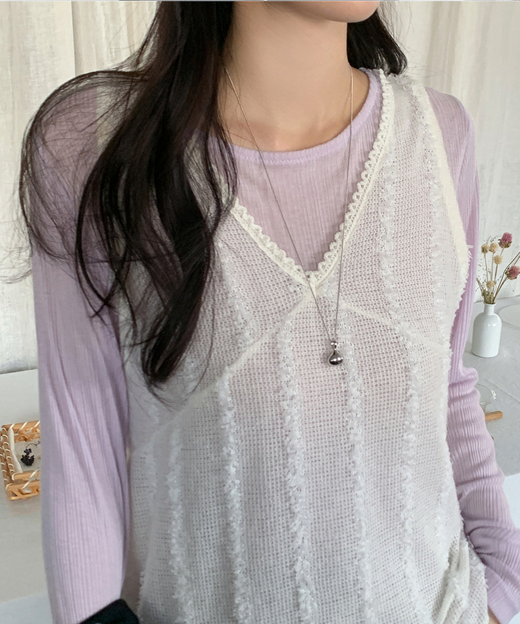 ウェーブ長袖Tシャツ(6color) LAVENDER