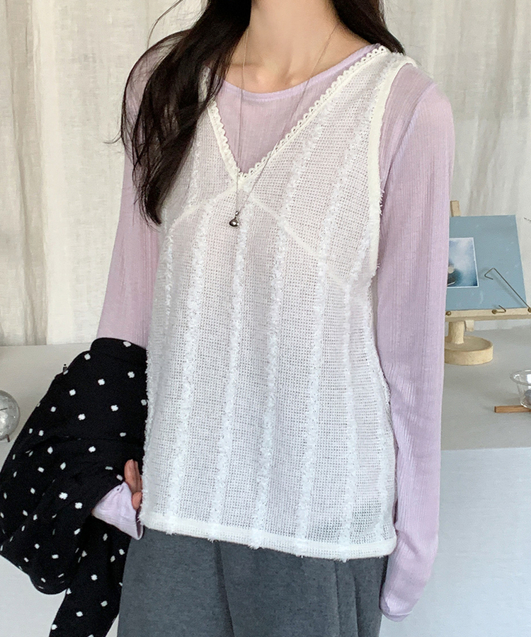 ウェーブ長袖Tシャツ(6color) LAVENDER