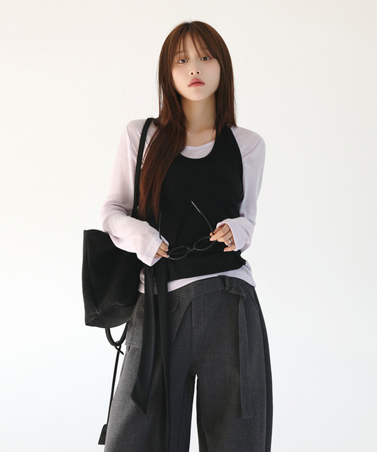 ウェーブ長袖Tシャツ(6color) LAVENDER