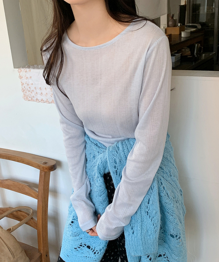 ウェーブ長袖Tシャツ(6color) SKYBLUE