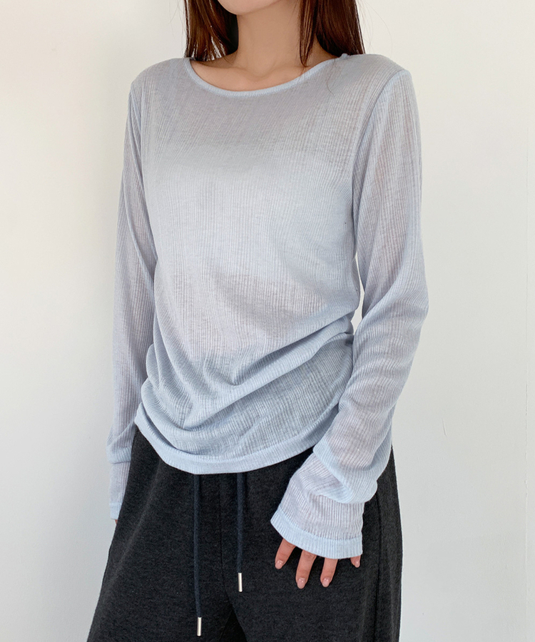 ウェーブ長袖Tシャツ(6color) SKYBLUE