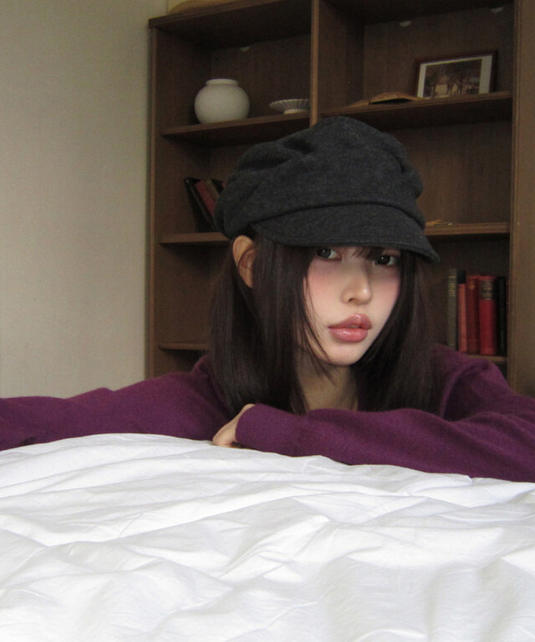 ウールプリーツキャップ CHARCOAL