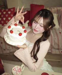 리본 꽈배기 레이어드 니트 핑크