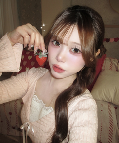 리본 꽈배기 레이어드 니트 핑크