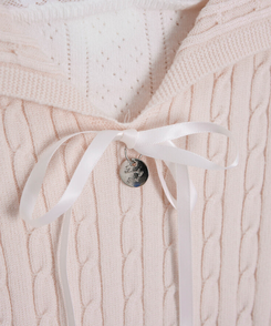 리본 꽈배기 레이어드 니트