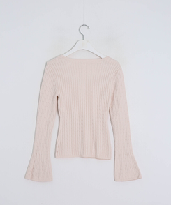 리본 꽈배기 레이어드 니트