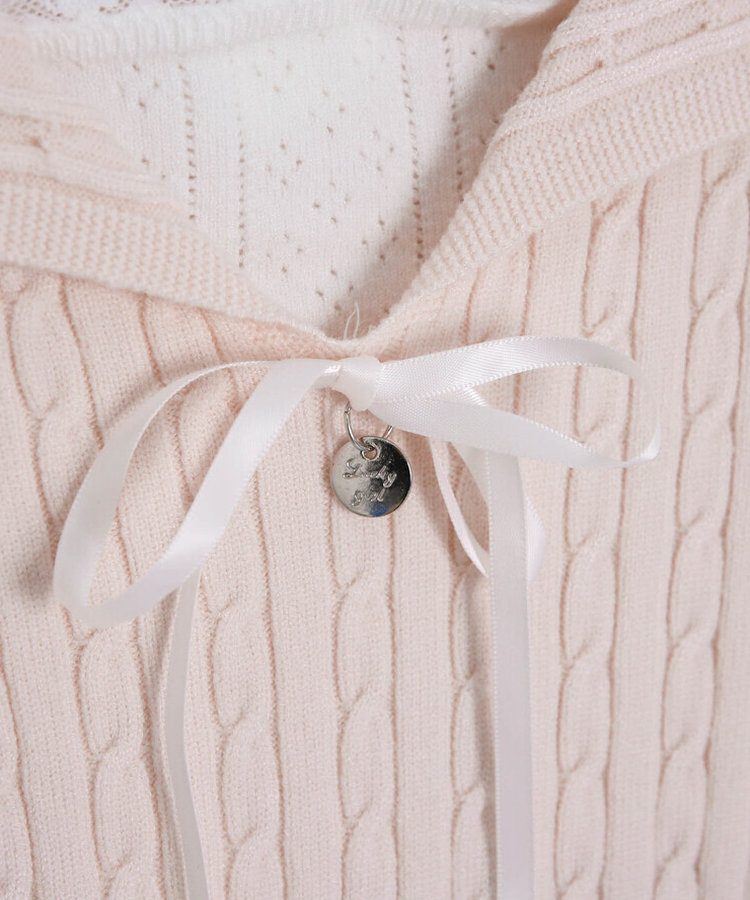 리본 꽈배기 레이어드 니트