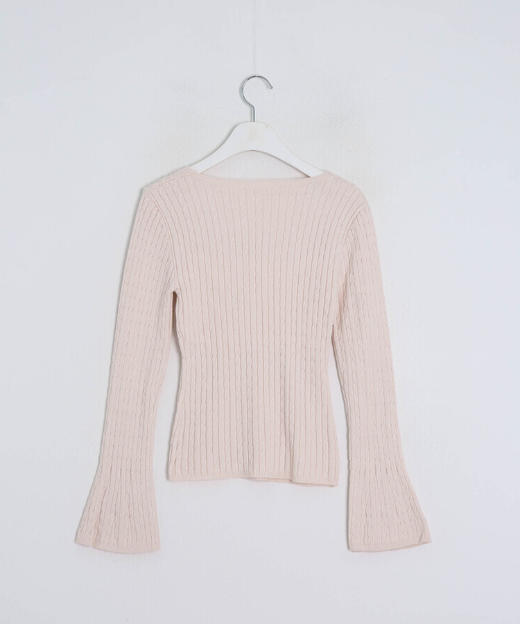 리본 꽈배기 레이어드 니트