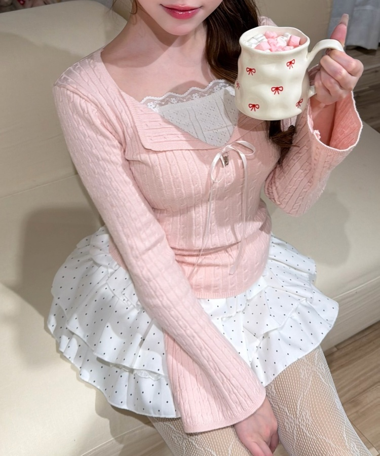 ドットフリルミニスカート IVORY