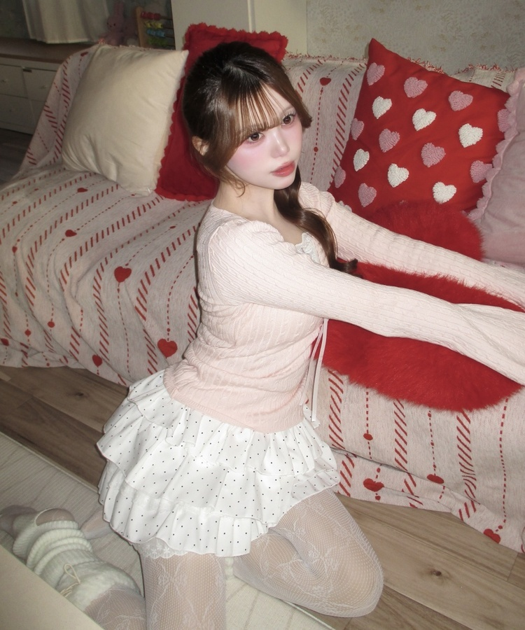 ドットフリルミニスカート IVORY