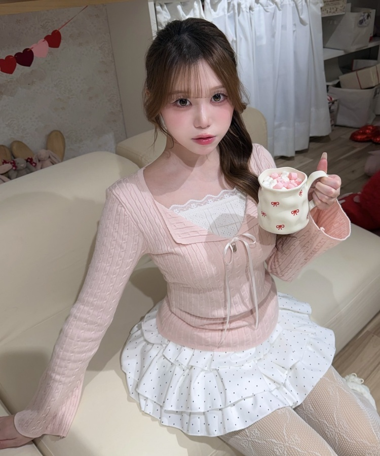 ドットフリルミニスカート IVORY