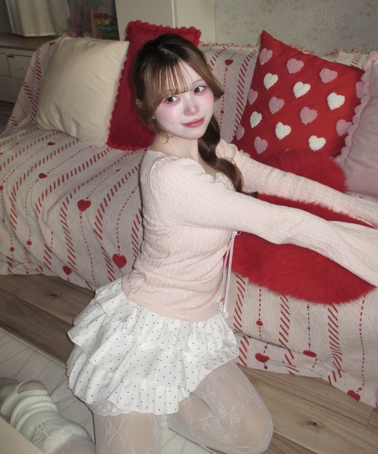 ドットフリルミニスカート IVORY