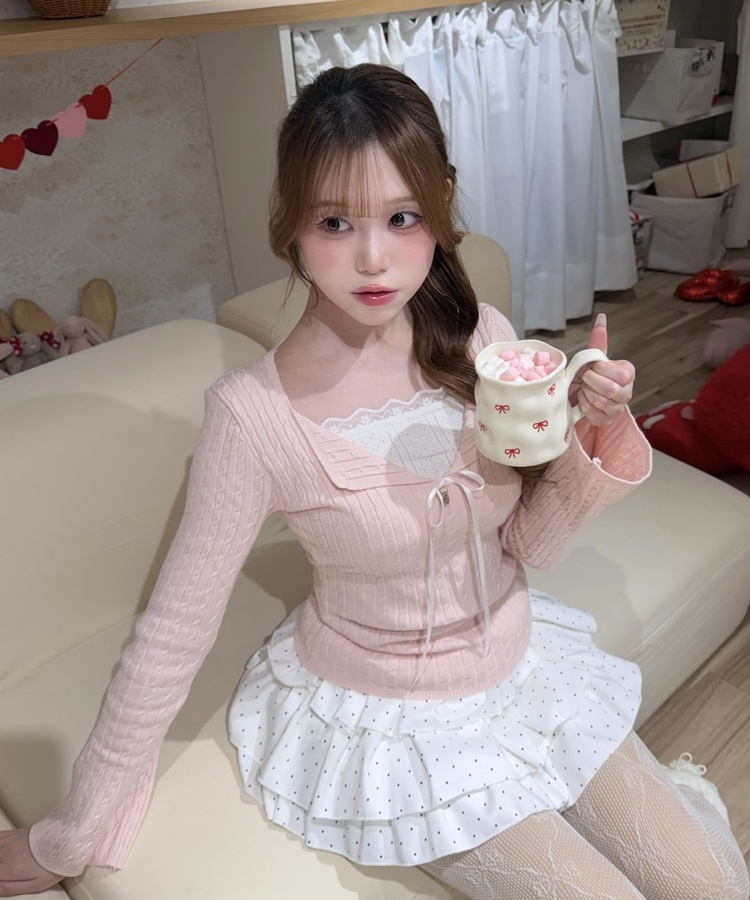 ドットフリルミニスカート IVORY