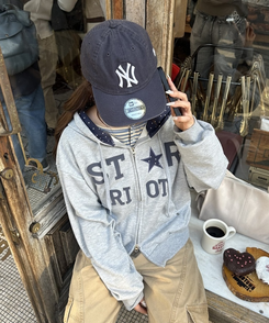 バイカラーフードダブルジップアップ MELANGE