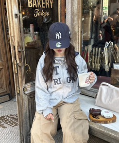 バイカラーフードダブルジップアップ MELANGE