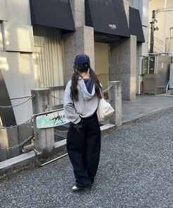 バイカラーフードダブルジップアップ MELANGE