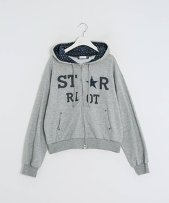 バイカラーフードダブルジップアップ