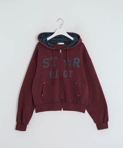 バイカラーフードダブルジップアップ