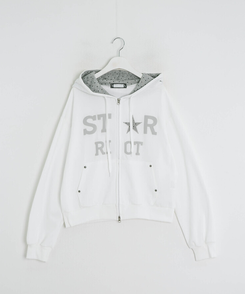 バイカラーフードダブルジップアップ