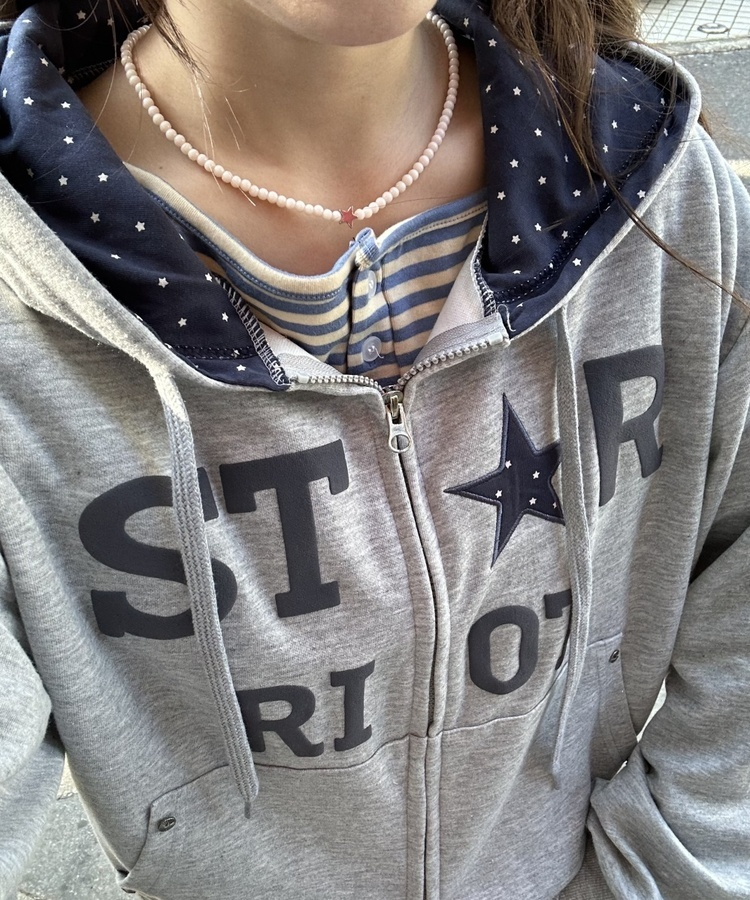 バイカラーフードダブルジップアップ MELANGE