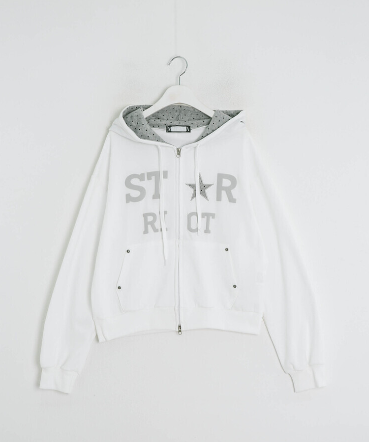 バイカラーフードダブルジップアップ