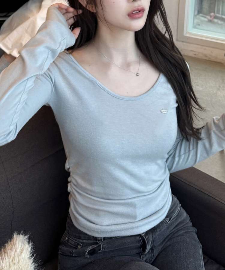 옆셔링 워머 U넥 긴팔티셔츠 소라