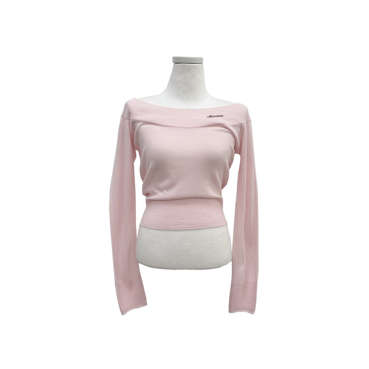 オフショルダーペンダントスリムニット(5color)