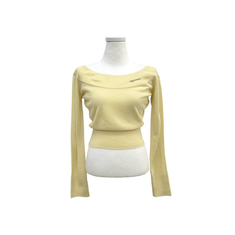 オフショルダーペンダントスリムニット(5color)