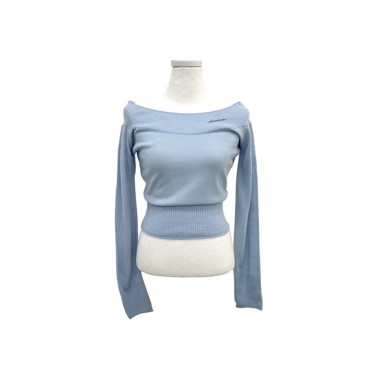 オフショルダーペンダントスリムニット(5color)