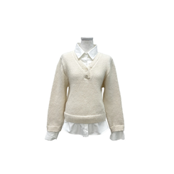 シャツボタンレイヤードニット