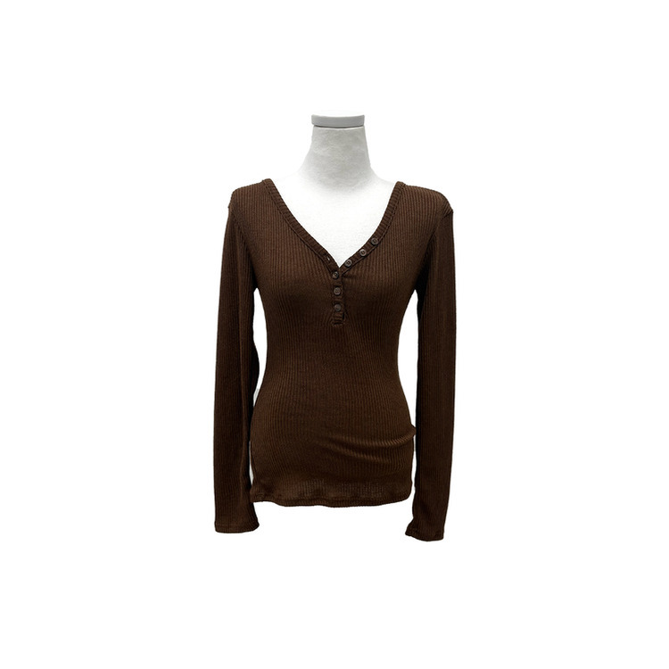 ボタンリブグラム長袖Tシャツ(5color)