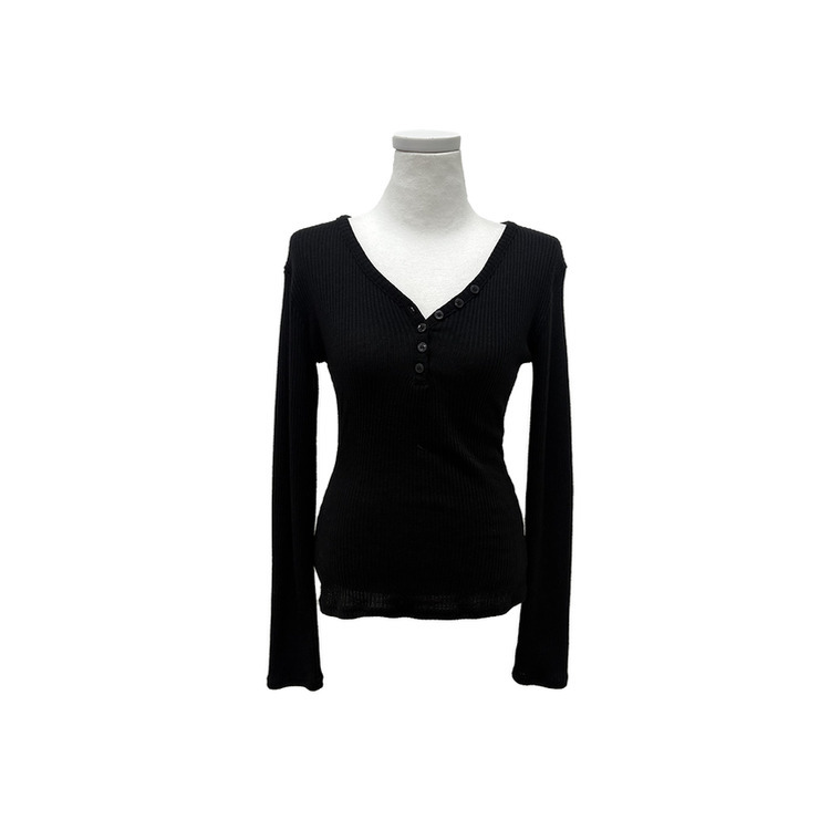 ボタンリブグラム長袖Tシャツ(5color)