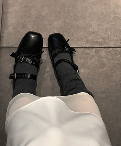 ストラップフラットシューズ BLACK