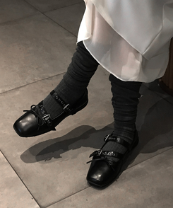 ストラップフラットシューズ BLACK