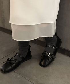 ストラップフラットシューズ BLACK