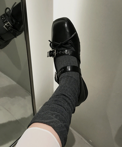 ストラップフラットシューズ BLACK