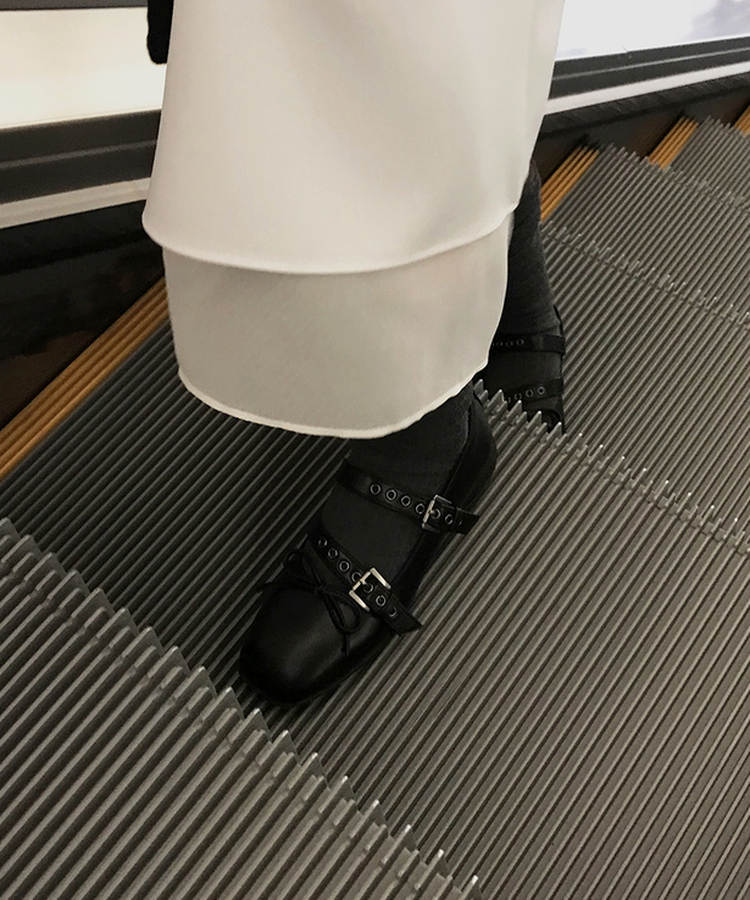 ストラップフラットシューズ BLACK