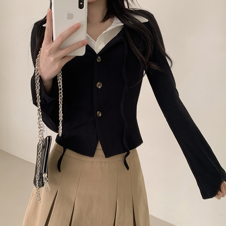 シャツカーディガンTシャツ BLACK