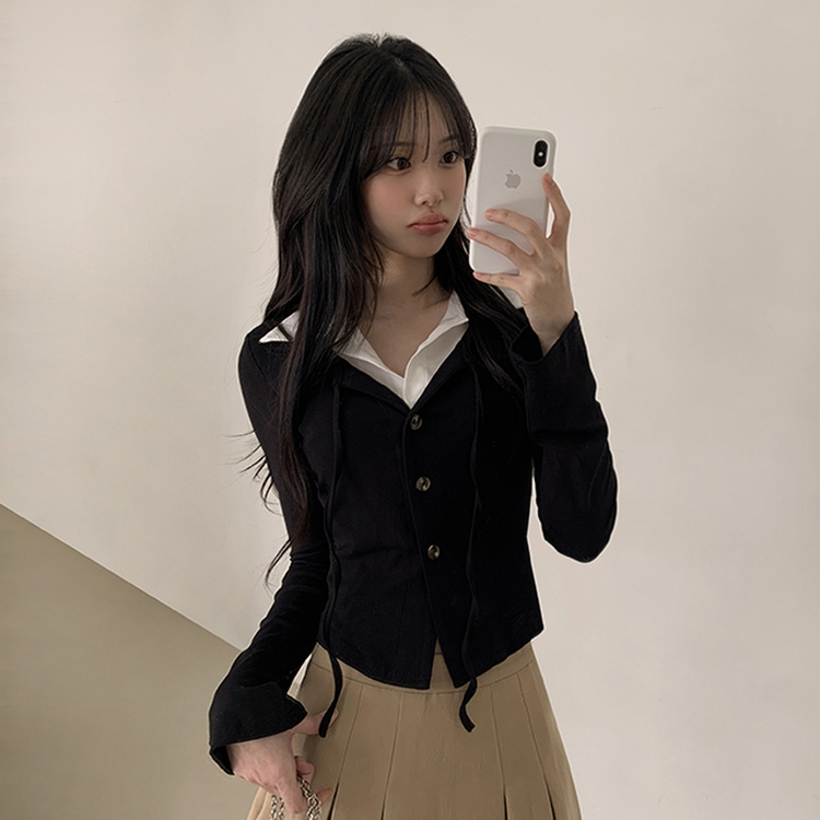 シャツカーディガンTシャツ BLACK