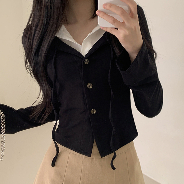 シャツカーディガンTシャツ BLACK