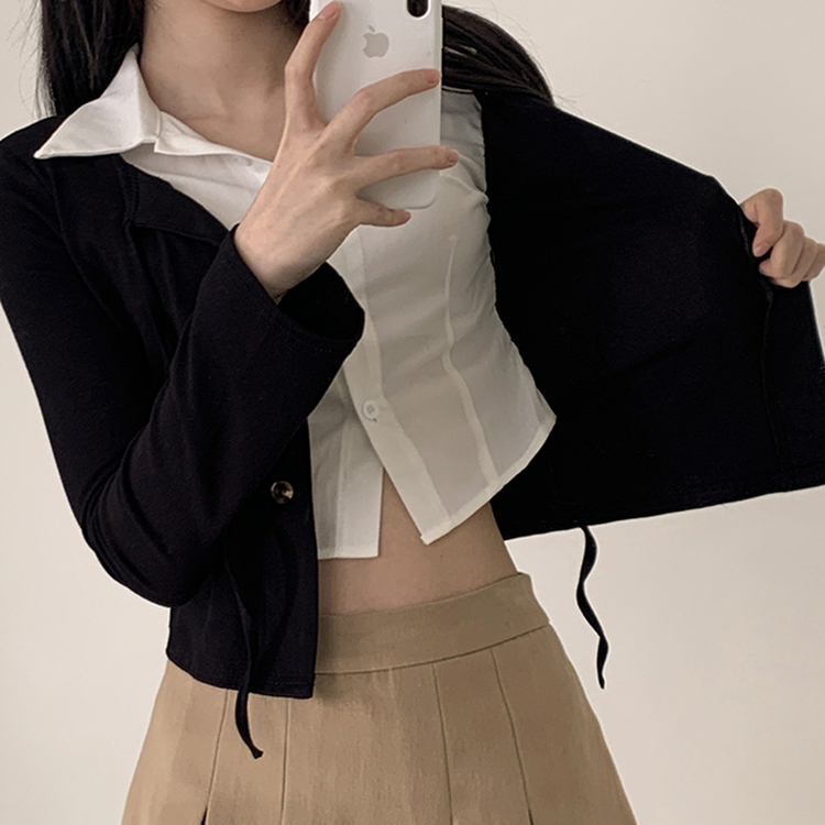 シャツカーディガンTシャツ BLACK