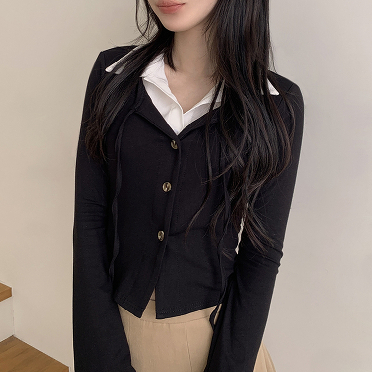 シャツカーディガンTシャツ BLACK