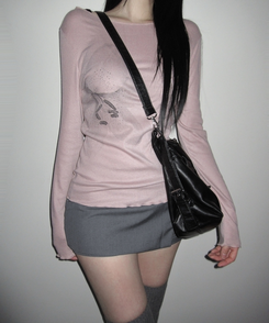 フラワースリム長袖Tシャツ INDIE PINK