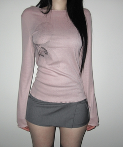 フラワースリム長袖Tシャツ INDIE PINK