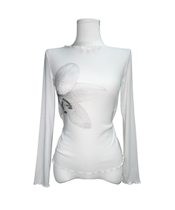 フラワースリム長袖Tシャツ