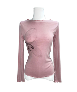 フラワースリム長袖Tシャツ