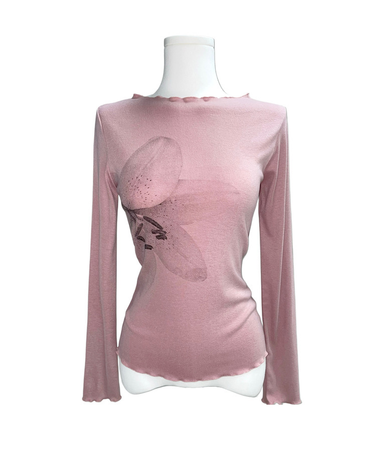 フラワースリム長袖Tシャツ